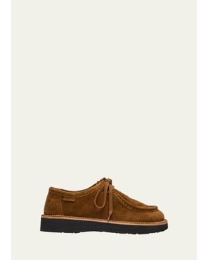 Loewe Faro Suede Lace-Up Derby Shoes - Brown