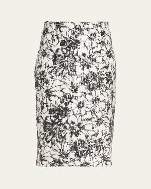 Prabal Gurung Floral Sequined Midi Pencil Skirt - White