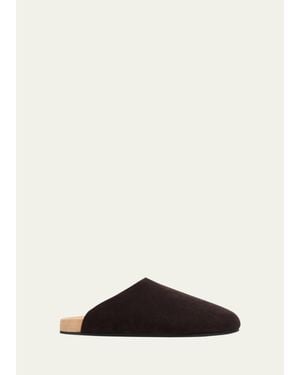 The Row Hudson Suede Mules - Black