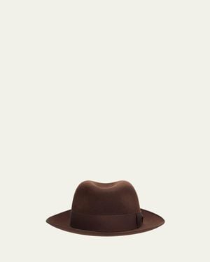 Loro Piana Sergio Baby Cashmere And Felt Fedora Hat - Brown