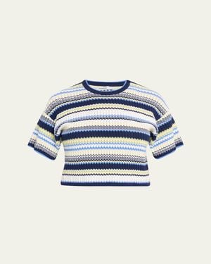 Jonathan Simkhai Tenley Short-Sleeve Knit Crop Top - Blue