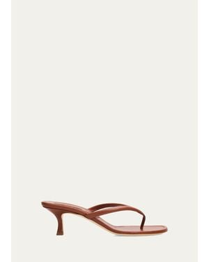 Manolo Blahnik 50Mm Paterno Leather Thong Sandals - Natural