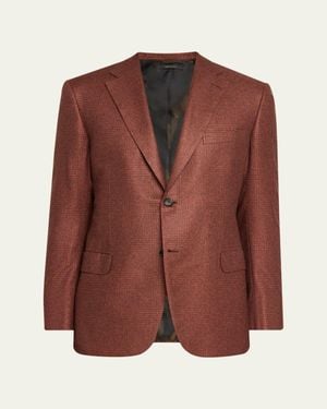 Brioni Silk And Cashmere Prince Of Wales Sport Coat - Brown
