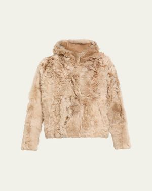 Yves Salomon Shearling Hoodie - Natural