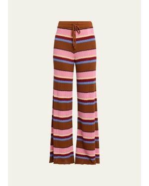 Guest In Residence Palazzo Rib Striped Pants - Red