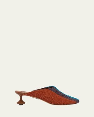 Loewe X Albers Toy Embroidered Canvas Mules - Brown