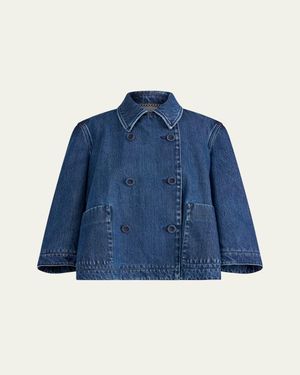 Altuzarra Hayden Denim Double-Breasted Jacket - Blue