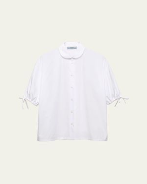 Prada Drawstring Cuff Poplin Shirt - White