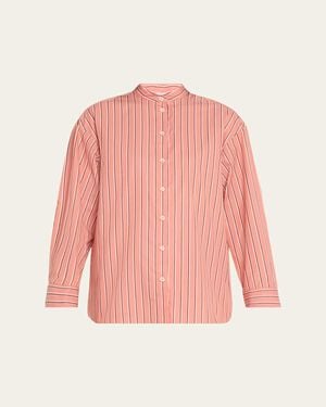 Eres Bonheur Striped Cotton Sleep Shirt - Pink