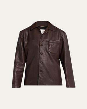 Saint Laurent Bubbled Lambskin Leather Jacket - Brown