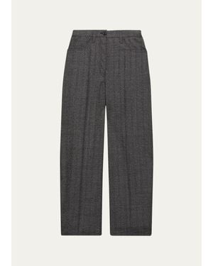 Prada Mouline Wool Wide-Leg Pants - Gray