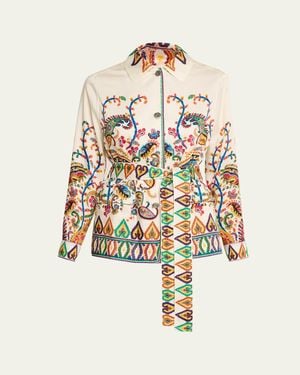 Etro Belted Paisley Silk Field Jacket - White
