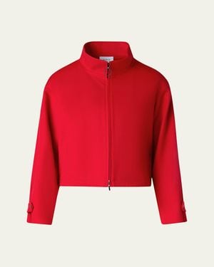 Akris Punto Wool-Cashmere Crop Zip Jacket - Red