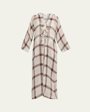 Lisa Marie Fernandez Plaid Maxi Beach Cape - Natural