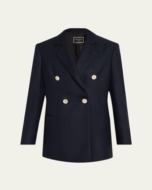 Giorgio Armani Flanella Cashmere Double-Breasted Blazer - Blue