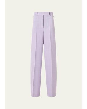 Akris Melange Twill Straight Leg Forest Pants - Purple