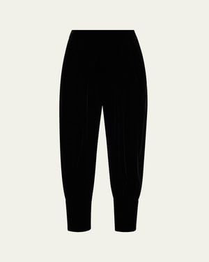 Giorgio Armani Virgin Wool Barrel-Leg Pants - Black