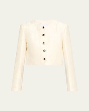 Brandon Maxwell The Ryder Crewneck Single-Breasted Jacket - Natural