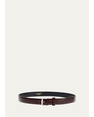 Nili Lotan Sloane Lizard-Embossed Leather Belt - White