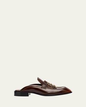 Loewe Edge Leather Loafer Mules - Brown