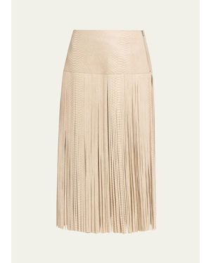 Kobi Halperin Parker Leather Fringe Skirt - Natural