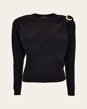 Versace Wool Knit Buckle Sweater - Black