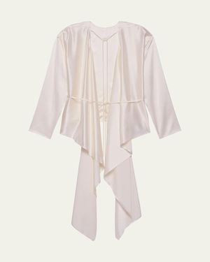 Helmut Lang Draped Silk Satin Scarf Top - White