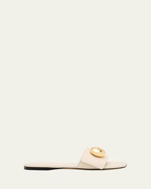 Loewe Pebble Leather Slide Sandals - Natural