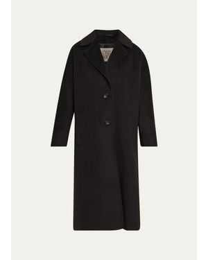 Cinzia Rocca Long Two-Button Notch-Collar Wool Coat - Black