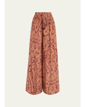 Ulla Johnson Sawyer High-Waist Wide-Leg Silk Pants - White