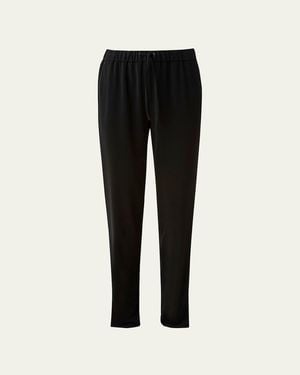 Akris Punto Mike Split-Hem Crepe Pull-On Pants - Black