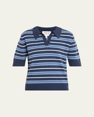 Twp Slightly Oversized Striped Cashmere Polo - Blue