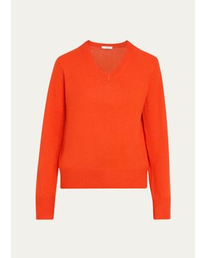 Vince Metal Button Wool-Cashmere Cardigan - Orange