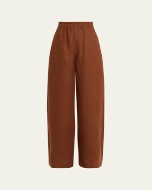 A.L.C. Tyler Wide-Leg Linen Pants - Brown