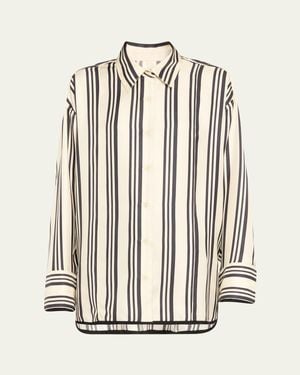 Heirlome Vivi Stripe Button Down Silk Blouse - White