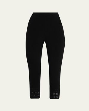 Ulla Johnson Seraphine Eyelet Knit Capri Leggings - Black
