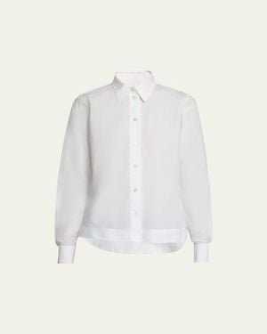 WE-AR4 Striped Button-Front Crop Shirt - Multicolor
