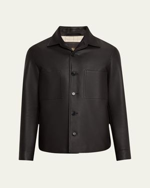 Loro Piana Evandro Calfskin Overshirt - Black
