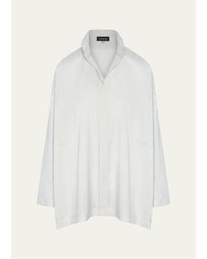 Eskandar Cotton Slim A-Line Shirt - White
