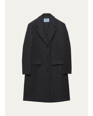 Prada Notch Lapel Wool Coat - Black