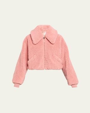 Givenchy Faux Fur Cropped Bomber Jacket - Pink