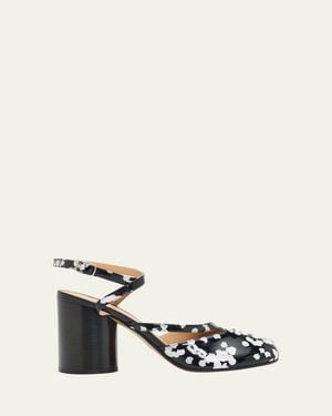 Maison Margiela 80Mm Tabi Confetti Patent Leather Pumps - Natural