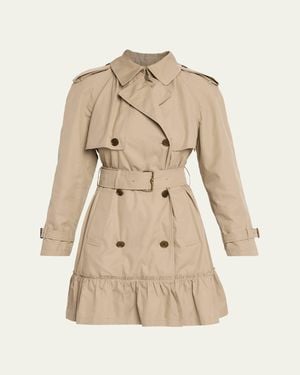 Burberry Ruffle Belted Short Trench Coat - Natural