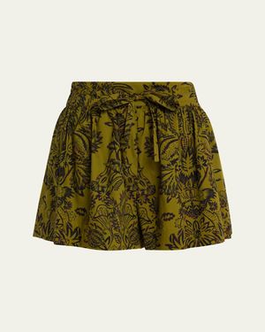 Ulla Johnson Rowan Belted Cotton Shorts - Green