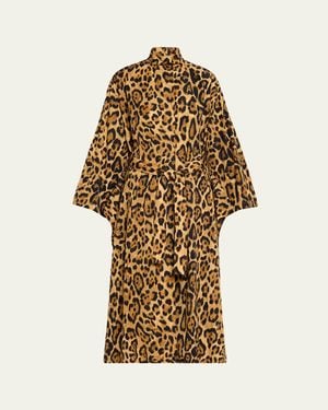 Alaïa Pleated Leopard-Print Nylon Belted Trench Coat - Natural