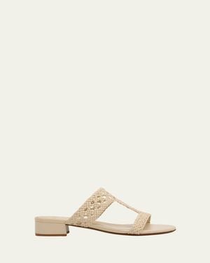 Alexandre Birman 30Mm Braided Leather Block-Heel Sandals - Natural