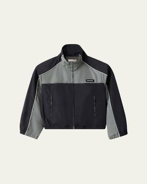 Miu Miu Cropped Technical Silk Colorblock Jacket - Black