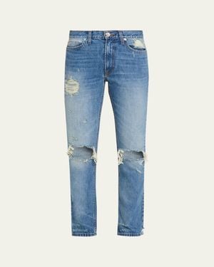 Brandon Maxwell The Riggs Distressed Crop Cigarette Jeans - Blue