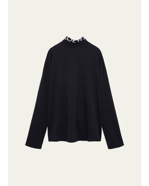 Loewe Stretch Cotton Logo Turtleneck Sweater - Blue