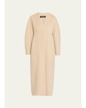 Ashlyn Elia Barrel-Sleeve Cashmere Coat - Natural